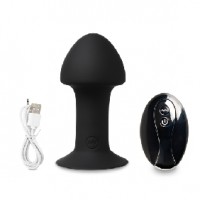 Anal Plug 10 Speeds Vibrating Remote Control BLACK